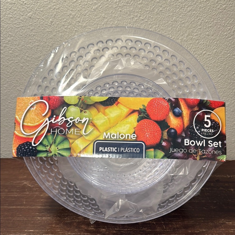 Gibson Home 5 Piece Plastic Bowl Set